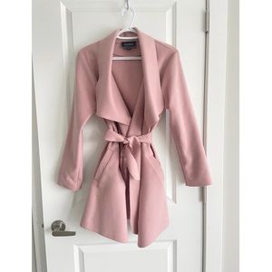 Le Chateau Drape Jacket w/ Tie Belt in Dusty Pink